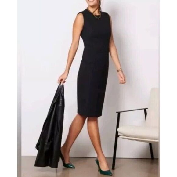 Spanx 20380R The Perfect Sheath Dress Sz Medium Ponte Black Slimming - Picture 10 of 12